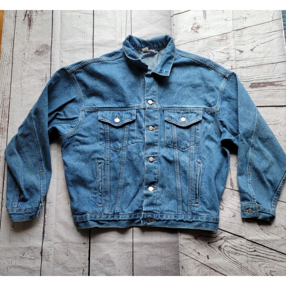Vintage Denim Jean Jacket Made In USA Cellular One Design Size L